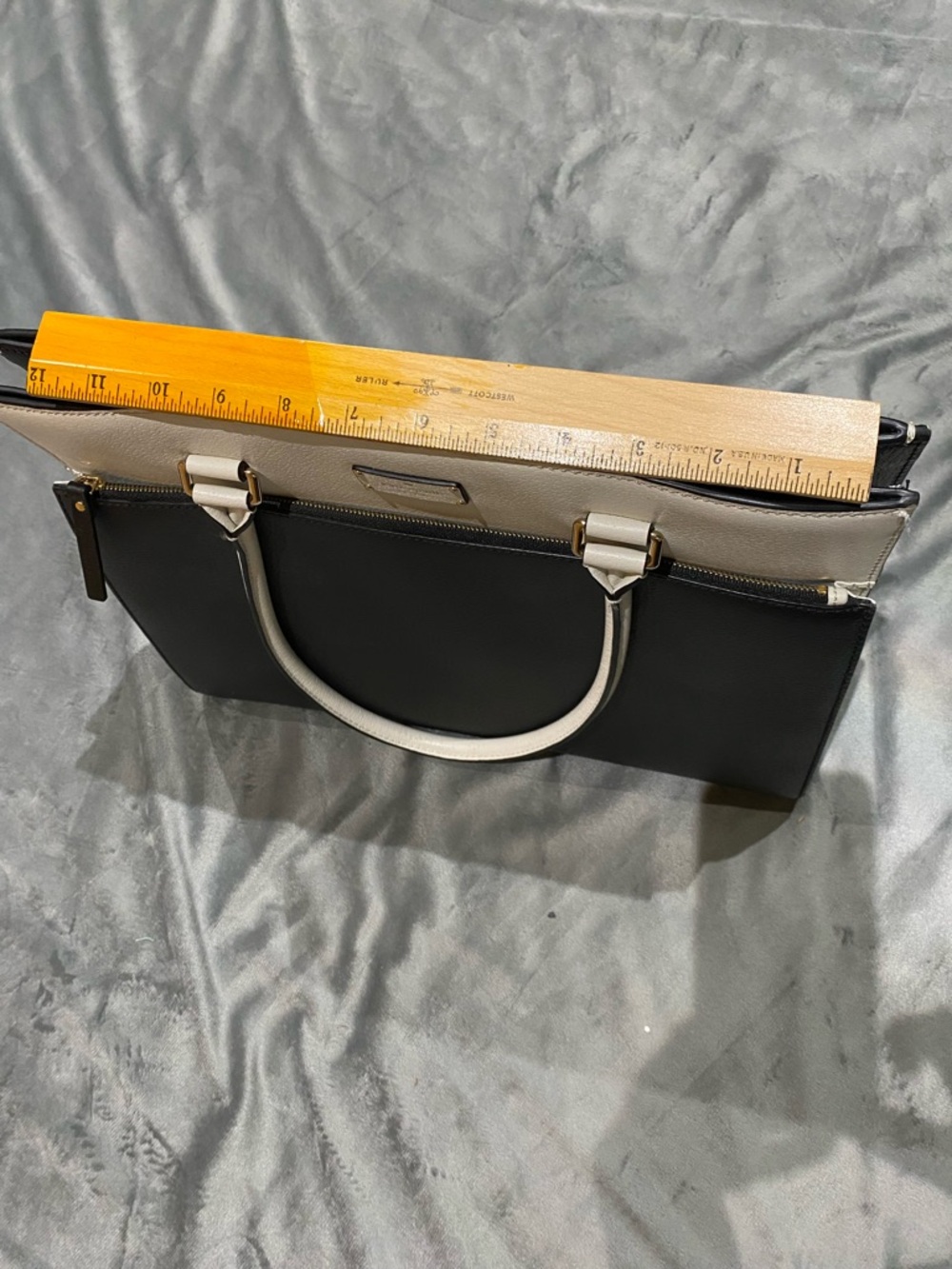 kate spade Two-Tone Black and Cream Structured Tote - Picture 10 of 16